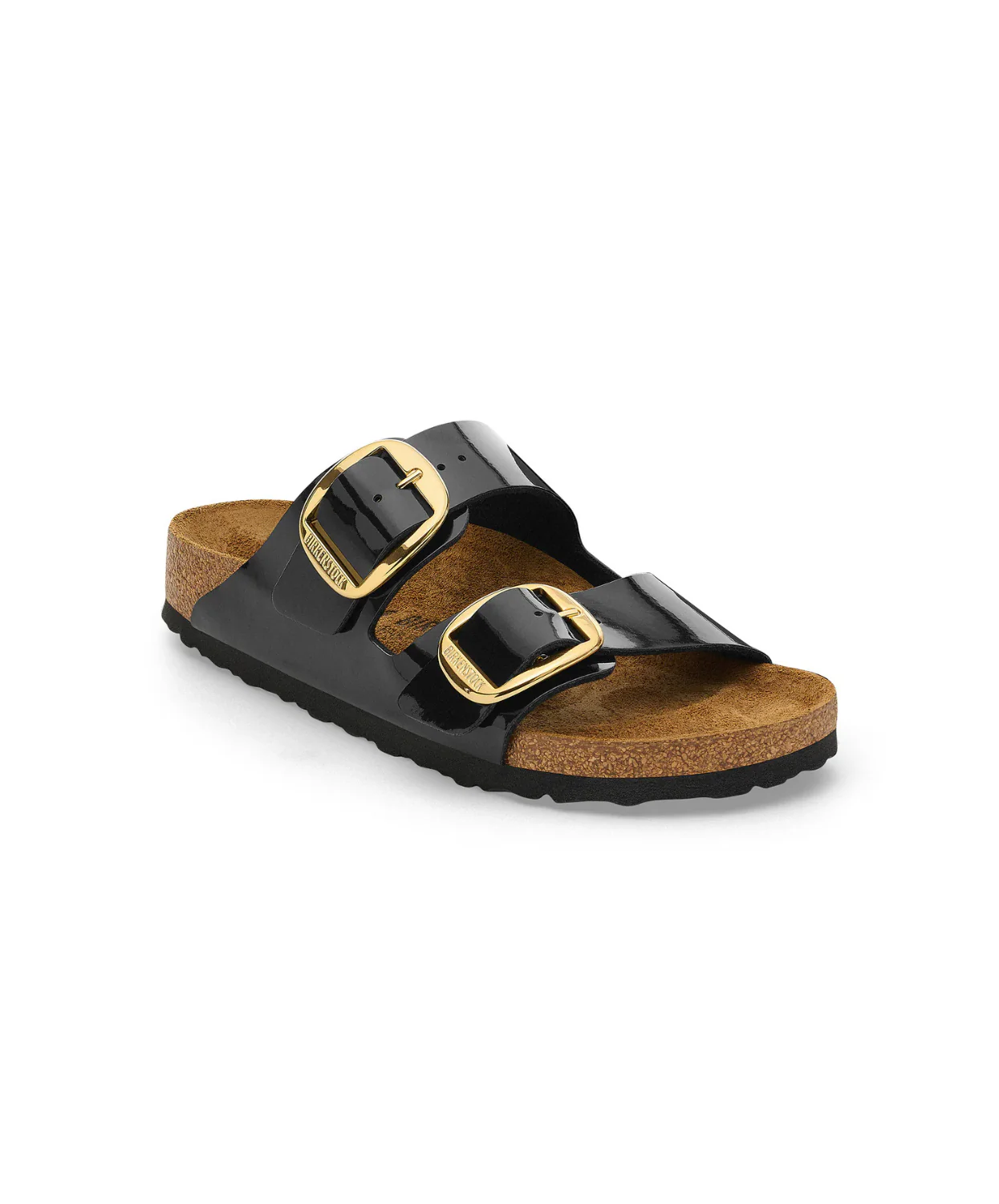 Birkenstock Arizona Big Buckle Birko-Flor Black Patent/Gold Buckle Sandals - Image 4