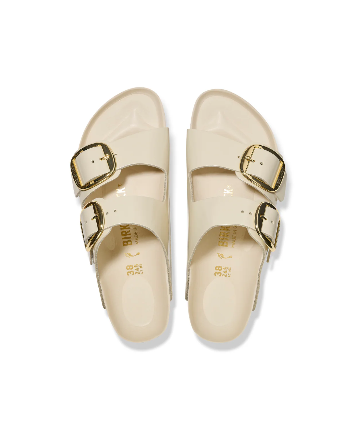 Birkenstock Arizona Big Buckle High Shine Natural/Patent Leather Ecru Sandals - Image 6