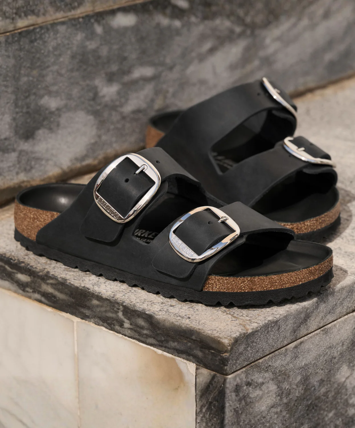 Birkenstock Arizona Big Buckle Oiled Leather Black Sandals - Image 2