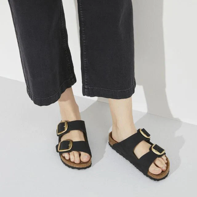 Birkenstock Arizona Big Buckle Nubuck Leather Black Sandals - Image 2