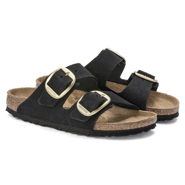 Birkenstock Arizona Big Buckle Nubuck Leather Black Sandals - Image 5