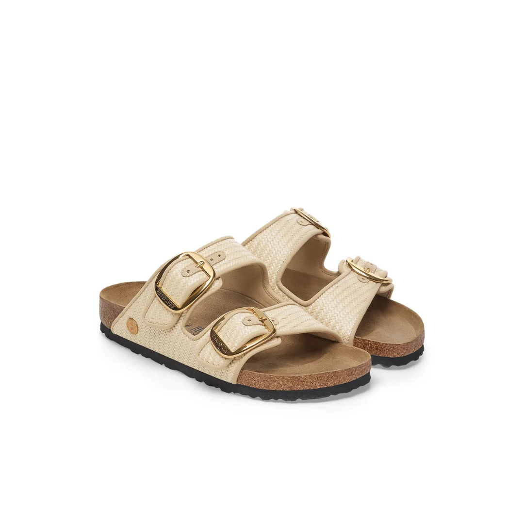 Birkenstock Arizona Big Buckle Raffia Textile Natural Sandals - Image 6