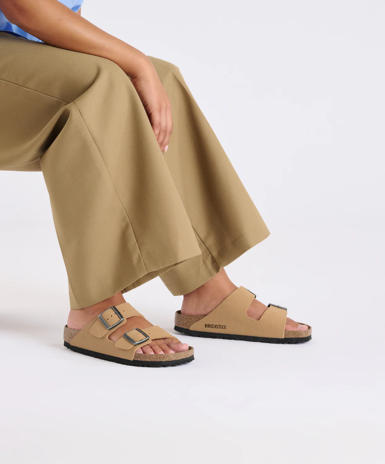 Birkenstock Arizona BirkiBuc Latte Cream Sandals - Image 2