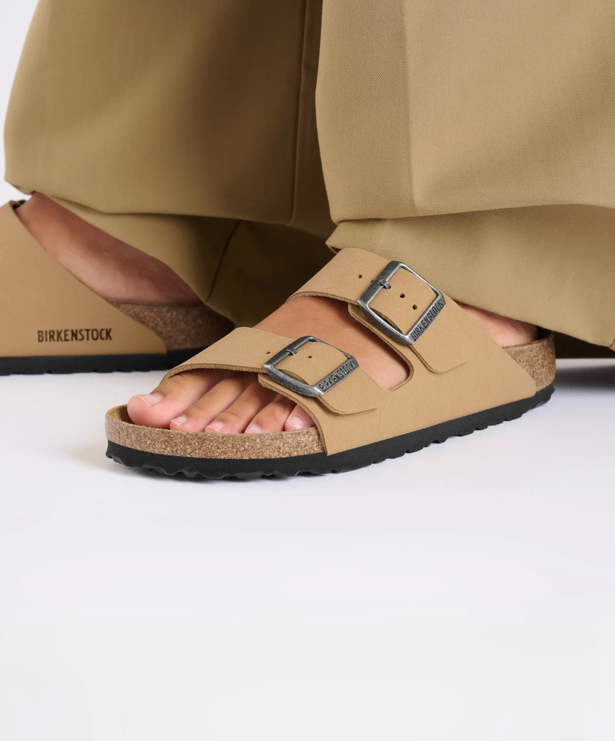 Birkenstock Arizona BirkiBuc Latte Cream Sandals - Image 3