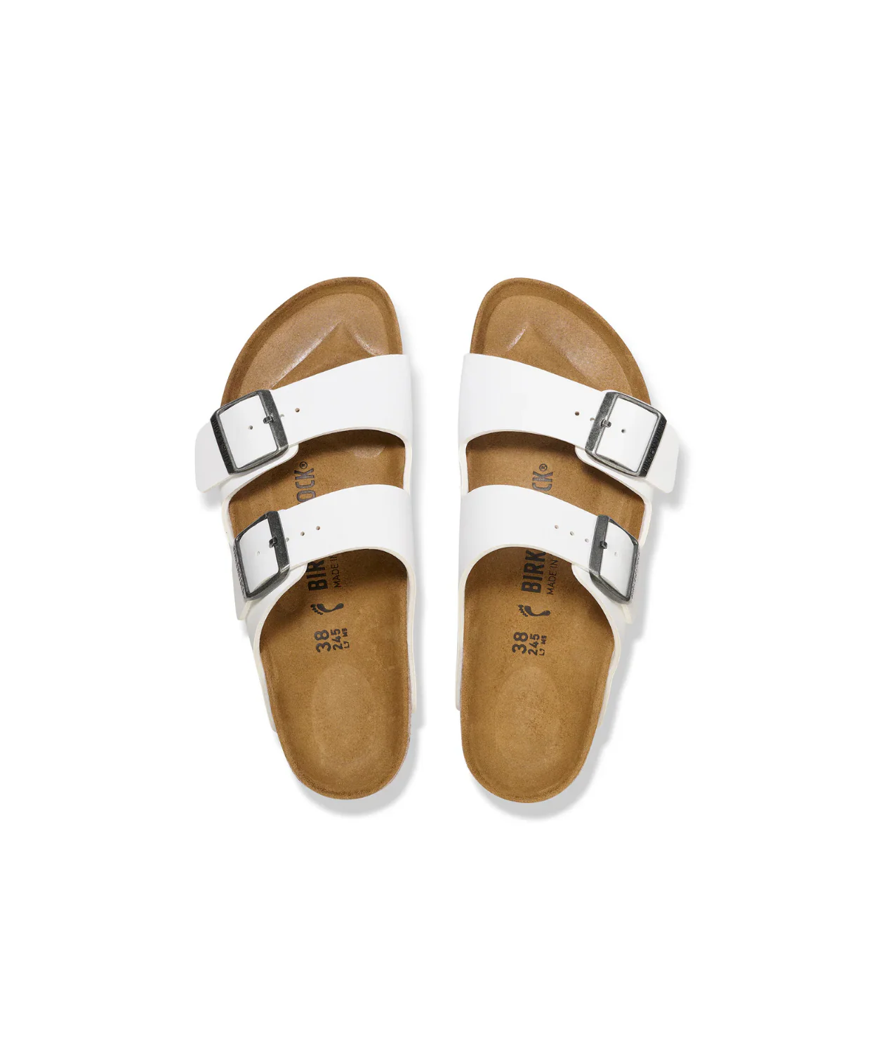 Birkenstock Arizona Birko-Flor White Pewter Buckle Sandals - Image 5