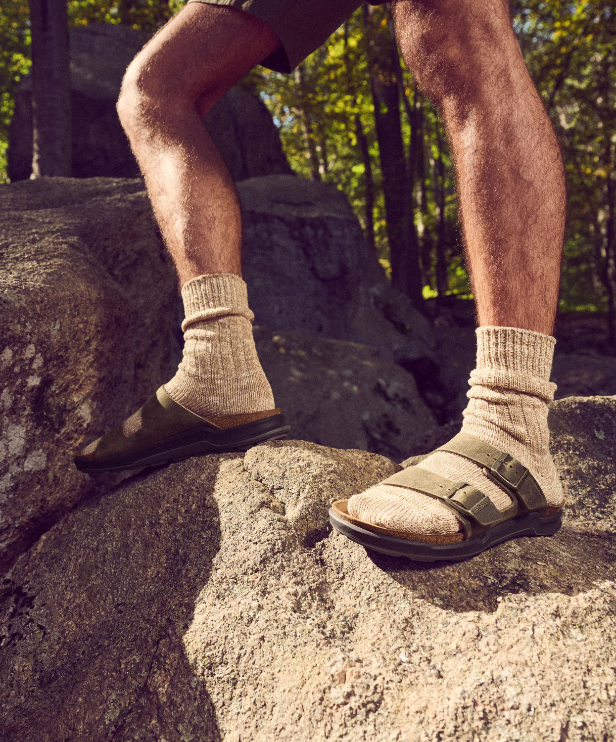 Birkenstock Arizona Cross Town Oiled Leather Faded Khaki Mens Sandals - Image 3