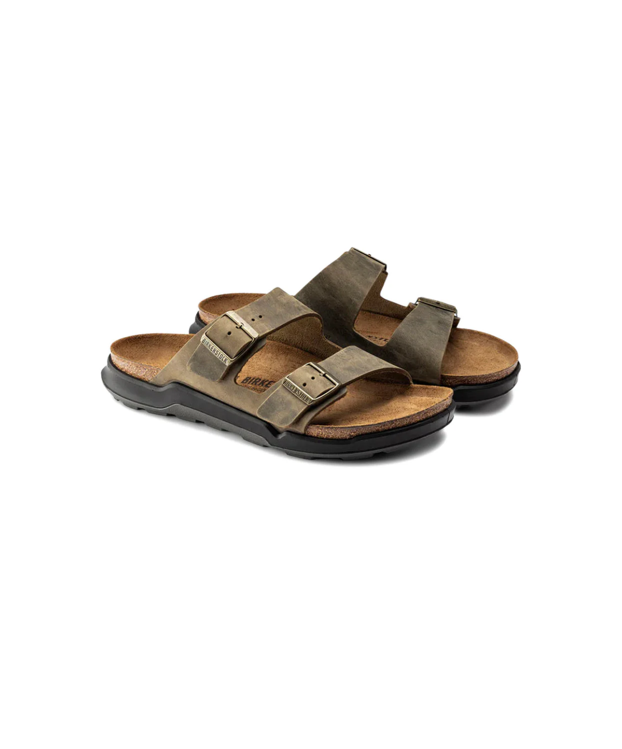 Birkenstock Arizona Cross Town Oiled Leather Faded Khaki Mens Sandals - Image 5