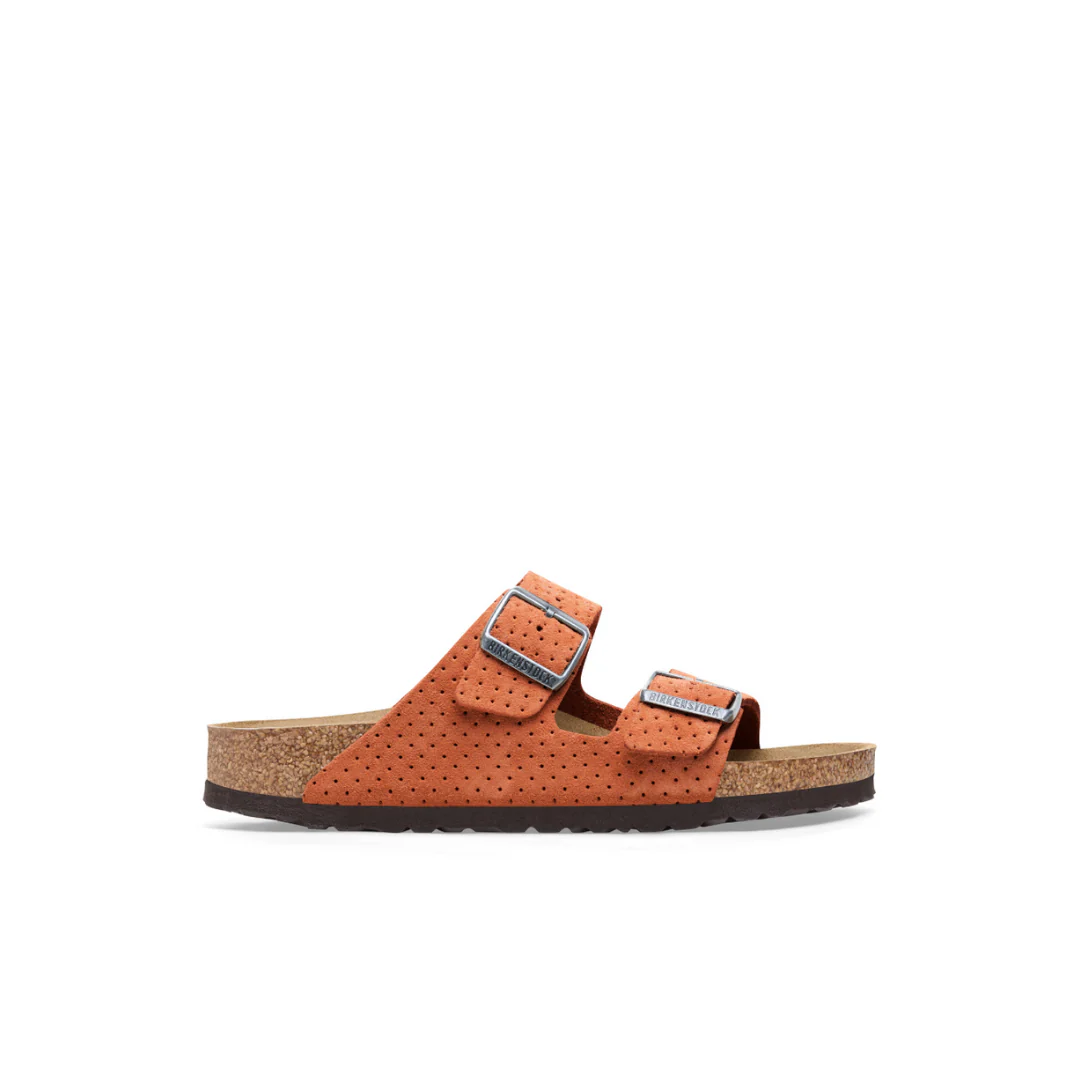 Birkenstock Arizona Embossed Suede Leather Burnt Orange Sandals