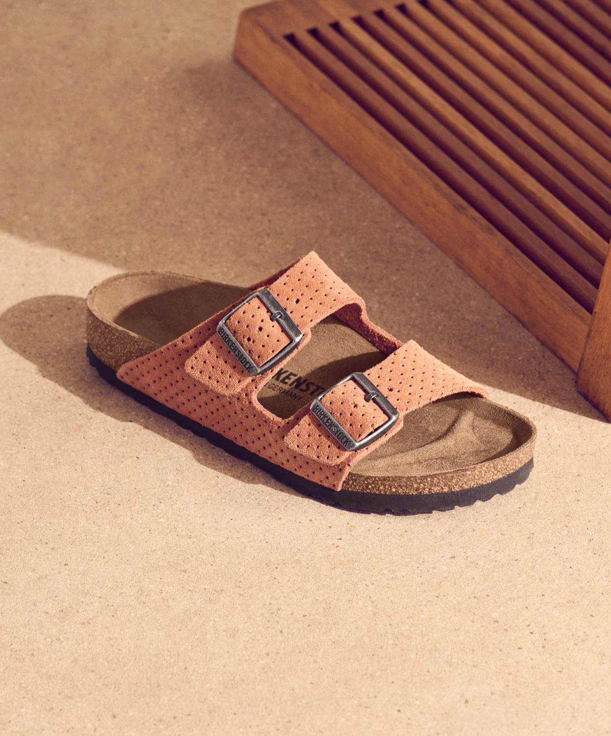 Birkenstock Arizona Embossed Suede Leather Burnt Orange Sandals - Image 3