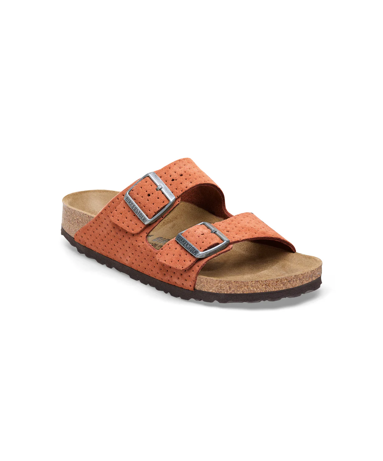 Birkenstock Arizona Embossed Suede Leather Burnt Orange Sandals - Image 5