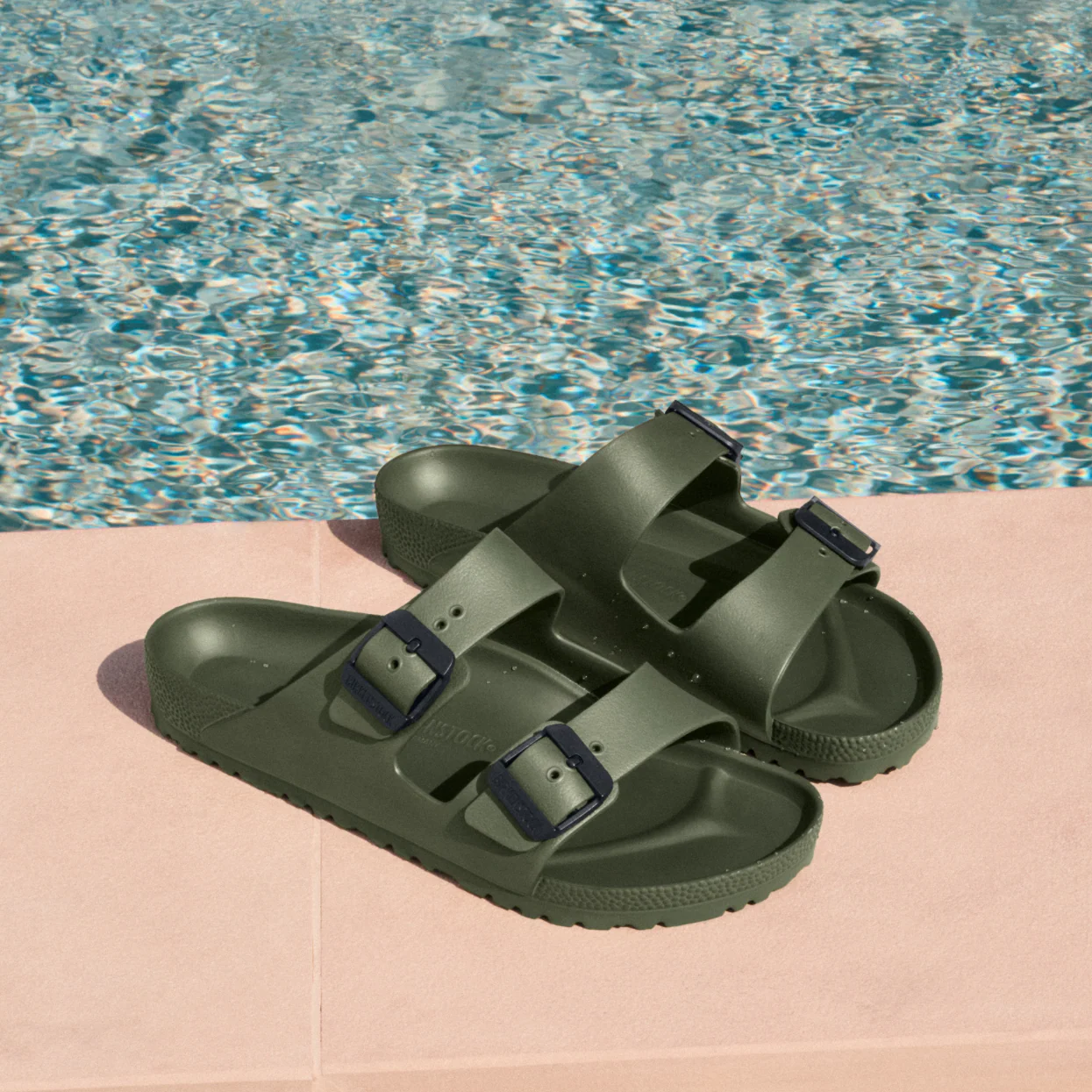 Birkenstock Arizona EVA Khaki Stealth Buckle Sandals - Image 2
