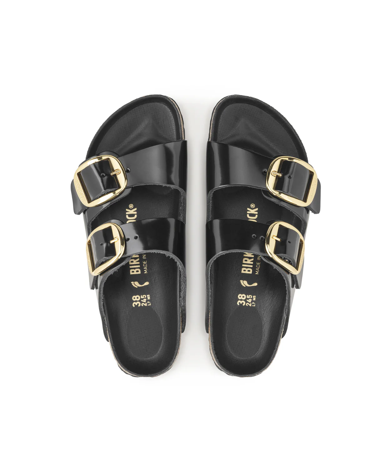 Birkenstock Arizona Big Buckle High Shine Natural/Patent Leather Black Sandals - Image 6