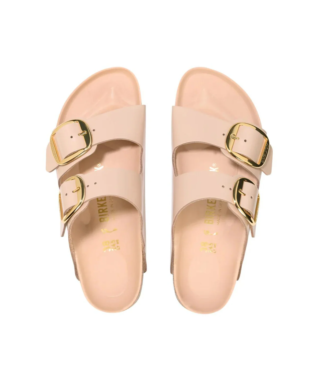 Birkenstock Arizona Big Buckle High Shine Natural/Patent Leather New Beige Sandals - Image 5