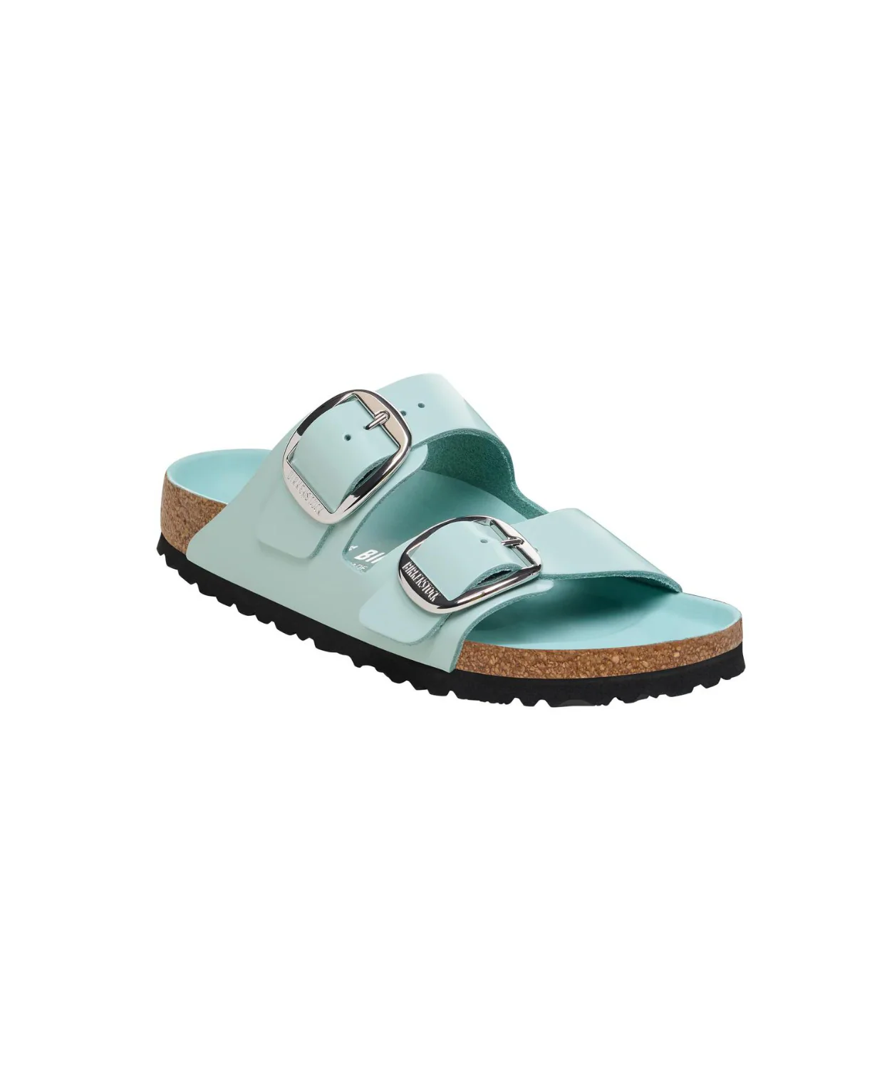 Birkenstock Arizona Big Buckle High Shine Natural/Patent Leather Surf Green Sandals - Image 4