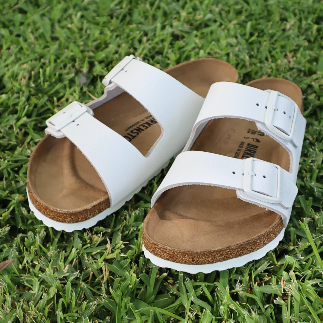 Birkenstock Arizona Leather White White Buckle Sandals - Image 3