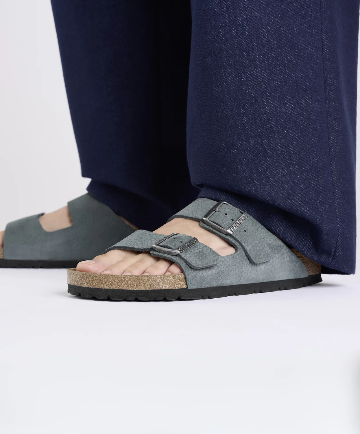 Birkenstock Arizona Nubuck Leather Desert Buck Basalt Grey Sandals - Image 3