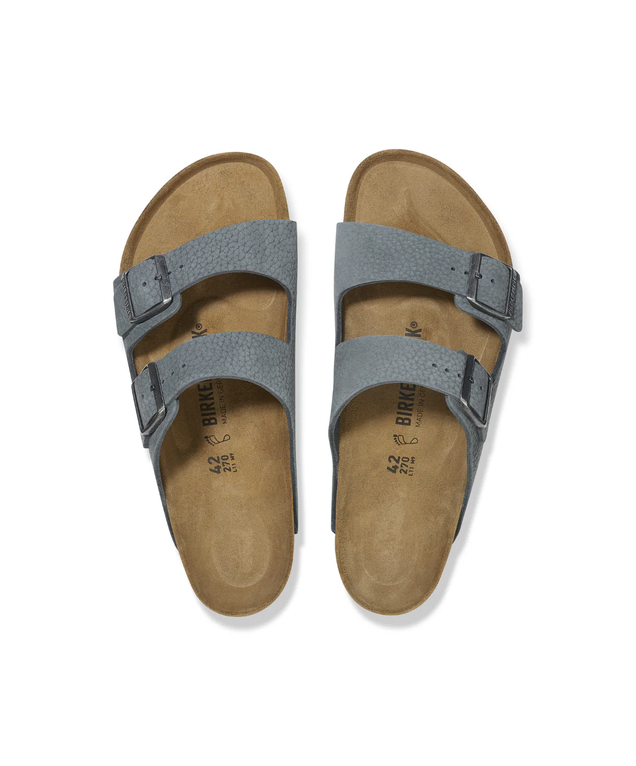 Birkenstock Arizona Nubuck Leather Desert Buck Basalt Grey Sandals - Image 5