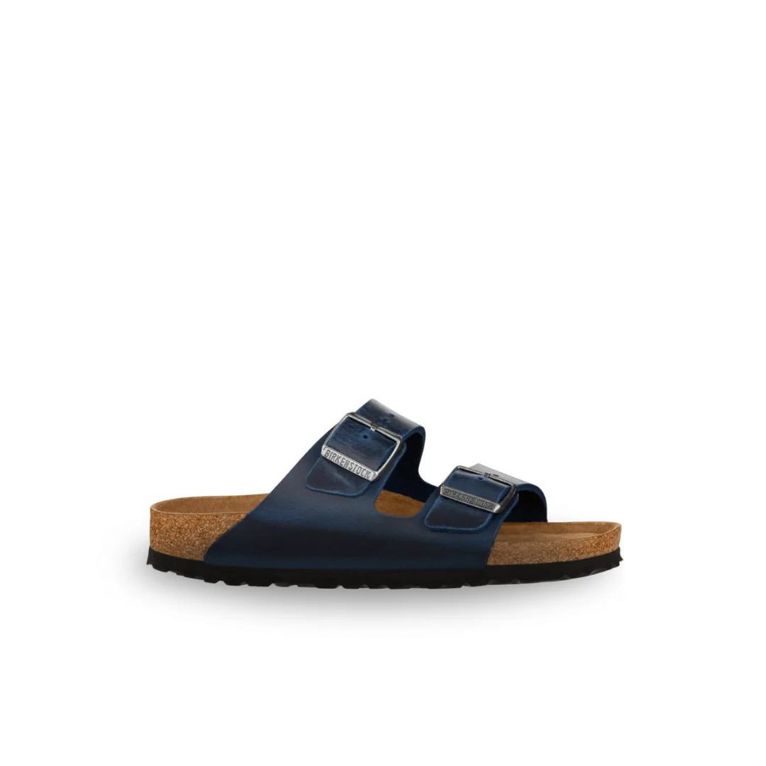 Birkenstock Arizona Oiled Leather Blue Soft Footbed Sandals