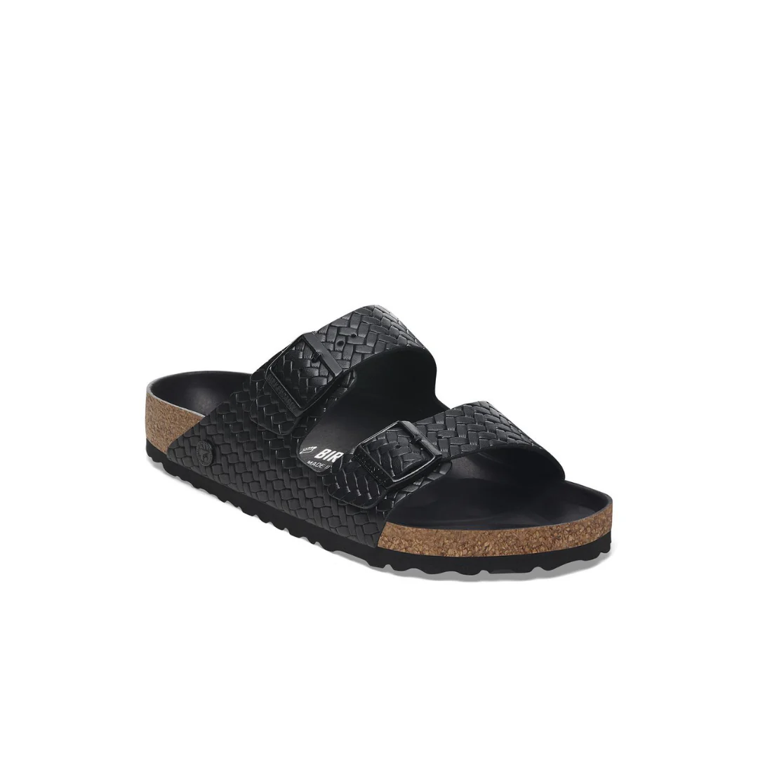 Birkenstock Arizona Semi Exquisite Woven Emboss Smooth Leather Black Sandals - Image 4