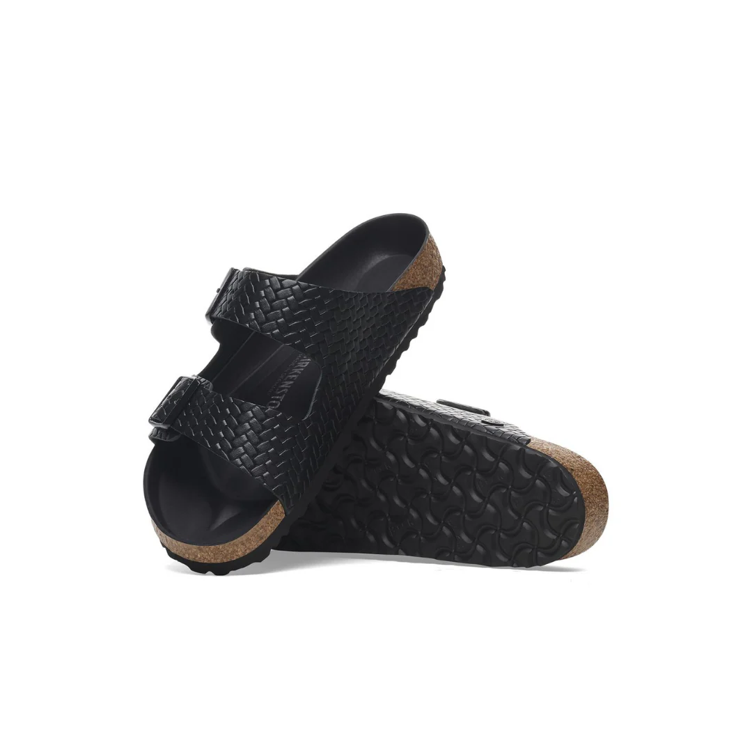 Birkenstock Arizona Semi Exquisite Woven Emboss Smooth Leather Black Sandals - Image 6