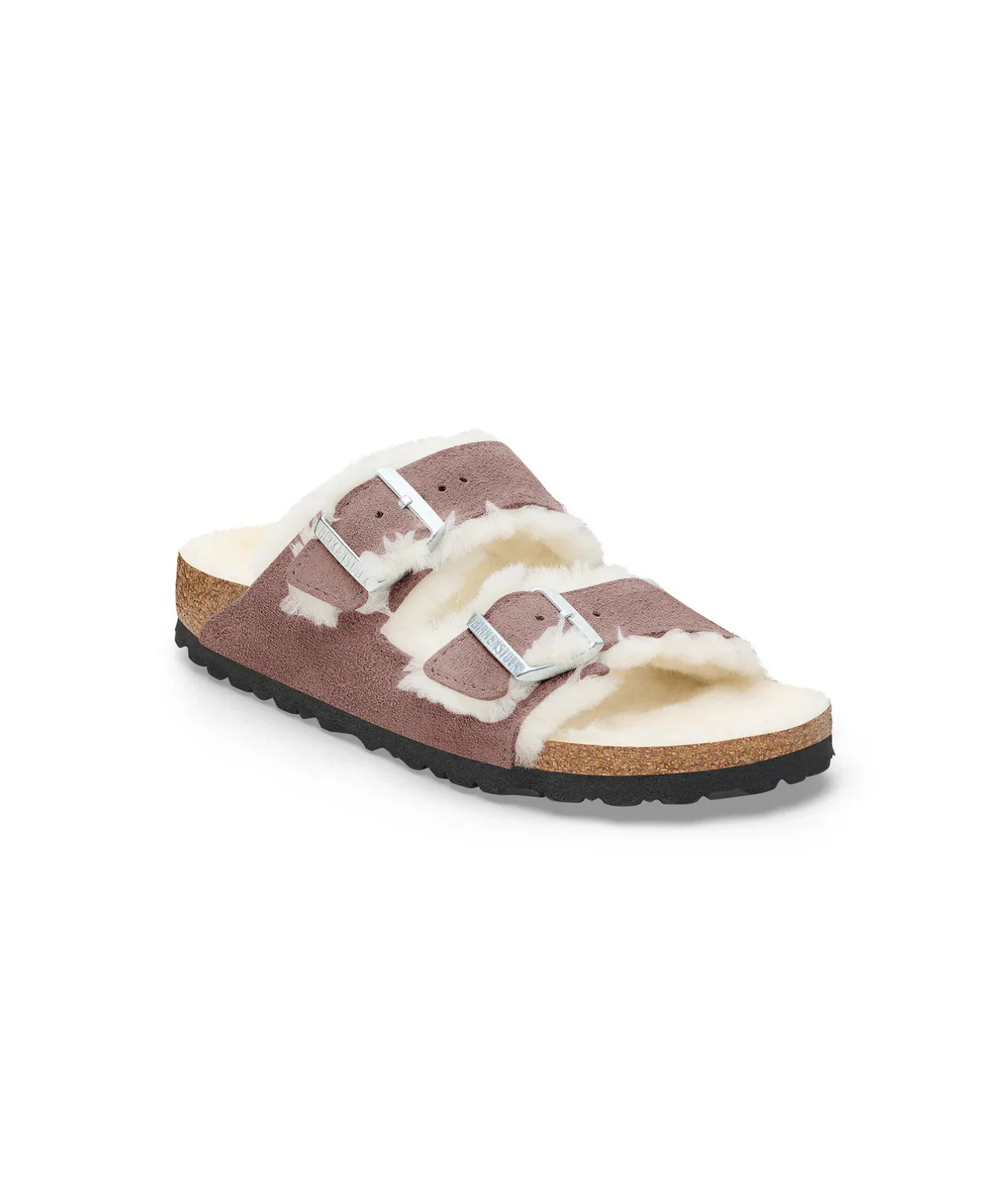 Birkenstock Arizona Suede Leather Shearling Faded Purple Sandals - Image 4