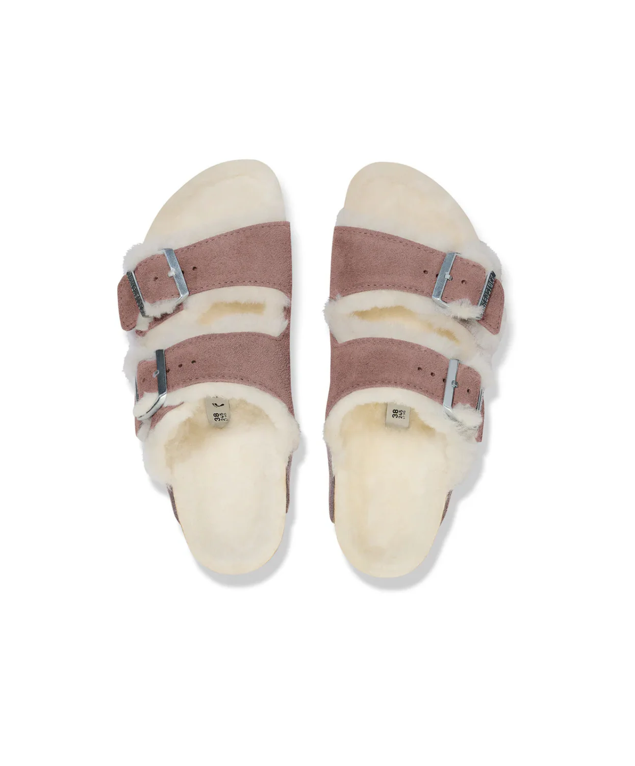 Birkenstock Arizona Suede Leather Shearling Faded Purple Sandals - Image 5