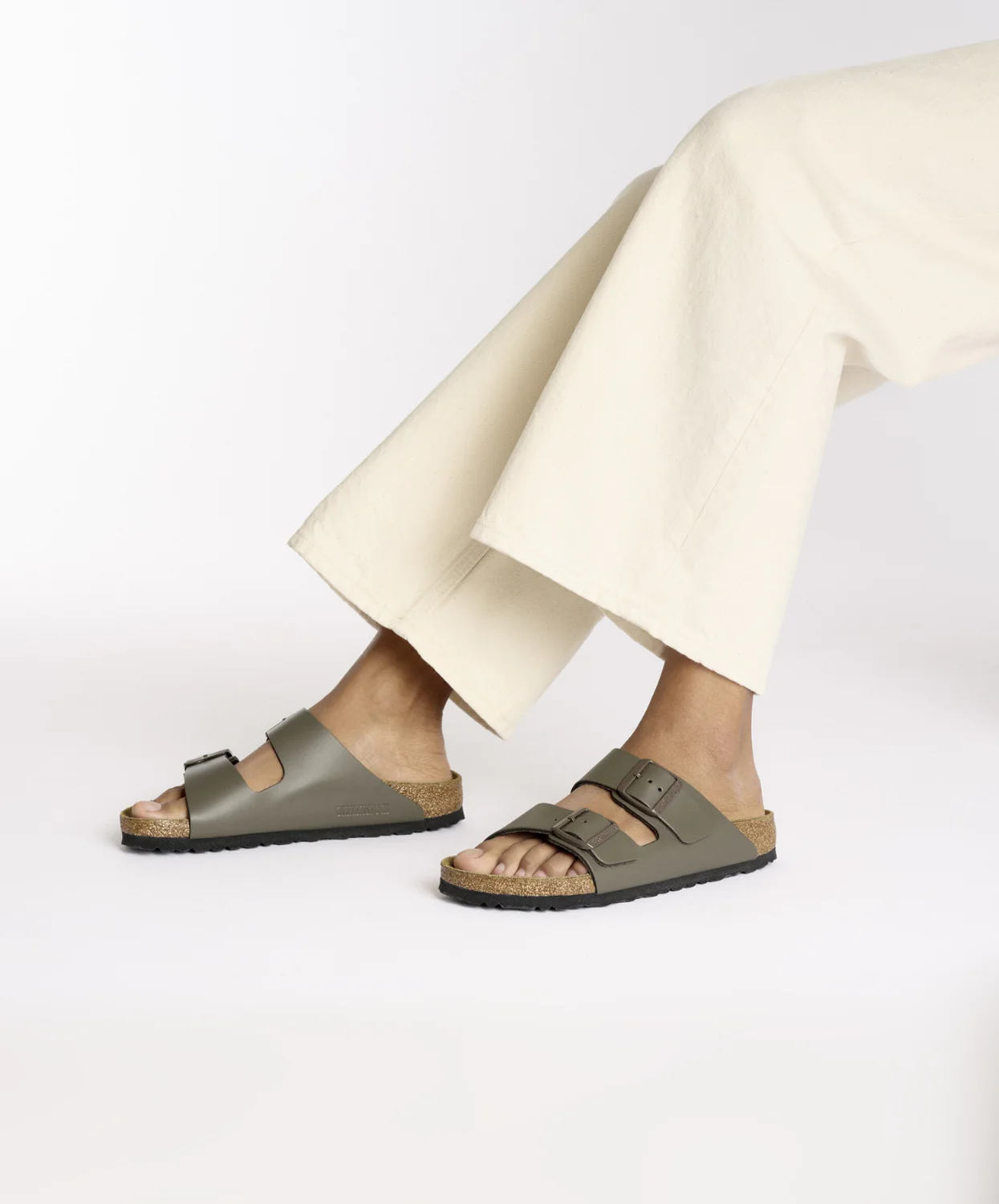 Birkenstock Arizona Smooth Leather Concrete Grey Sandals - Image 2