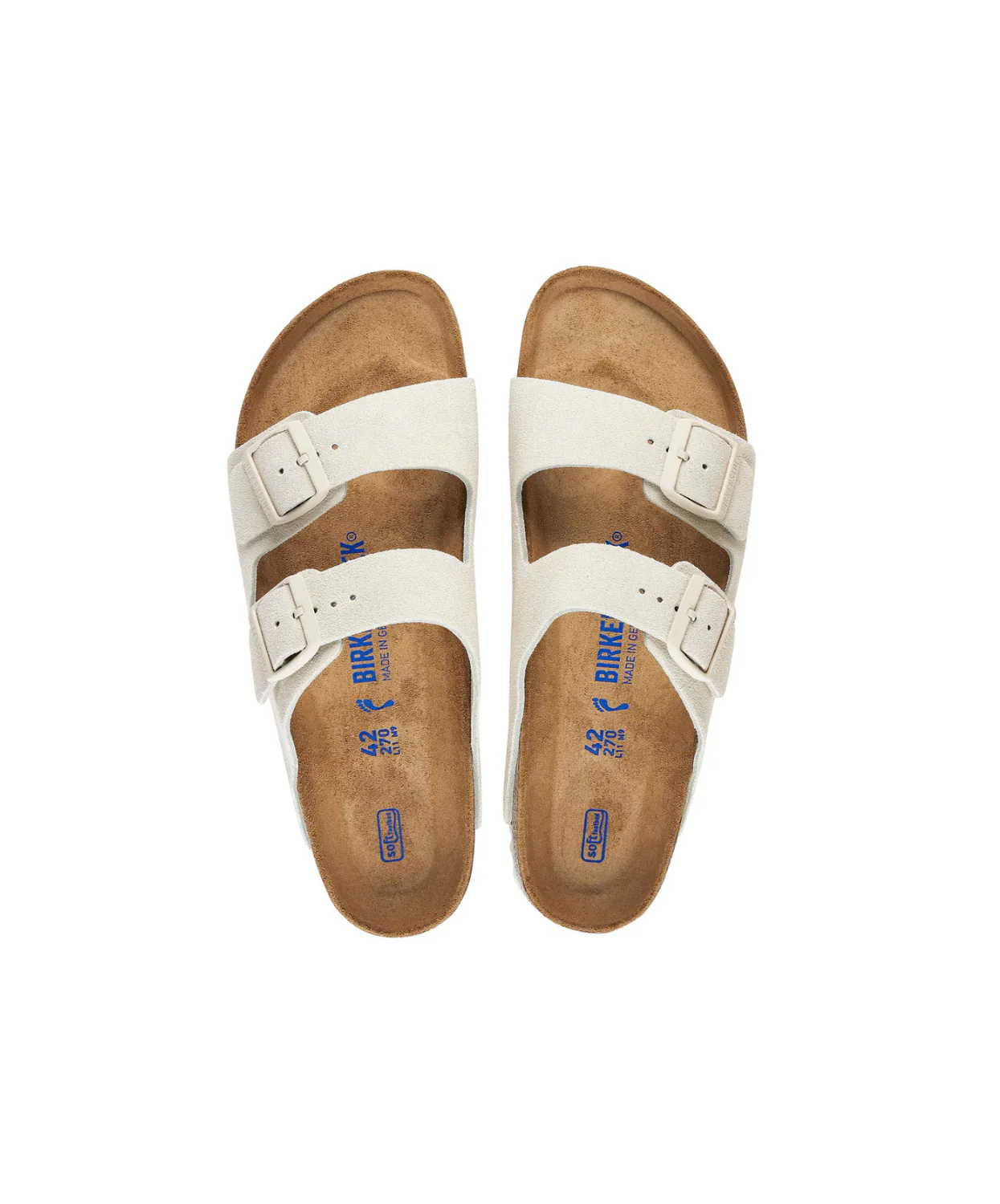 Birkenstock Arizona Suede Leather Antique White Soft Footbed Sandals - Image 4