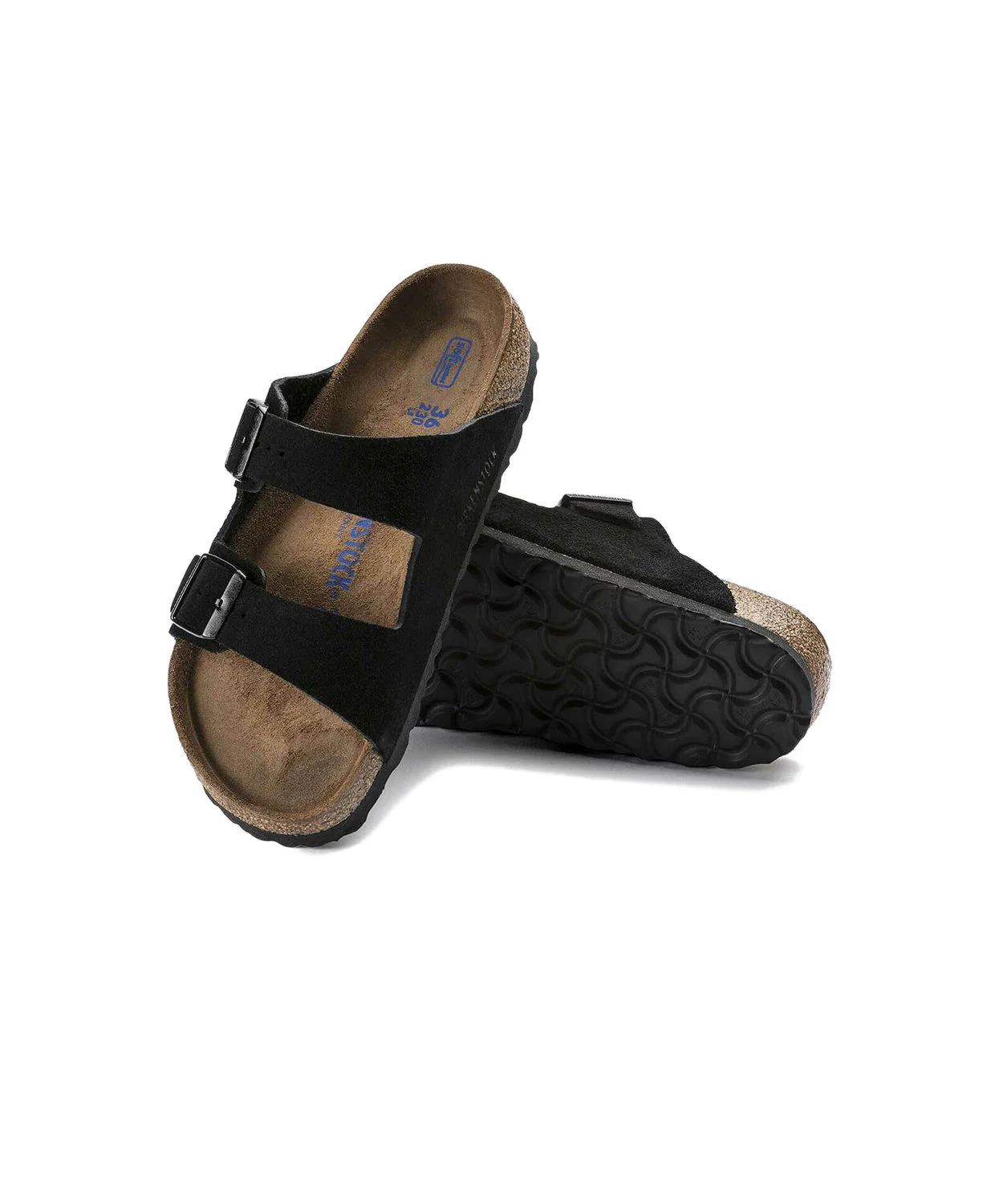 Birkenstock Arizona Suede Leather Black Soft Footbed Sandals - Image 4