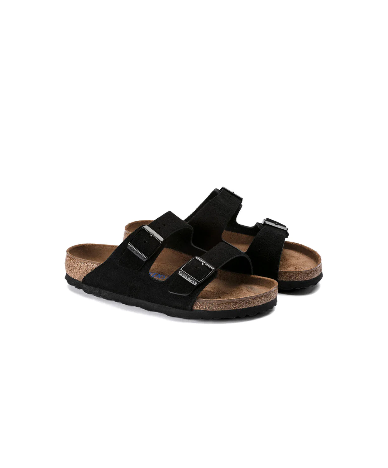 Birkenstock Arizona Suede Leather Black Soft Footbed Sandals - Image 5