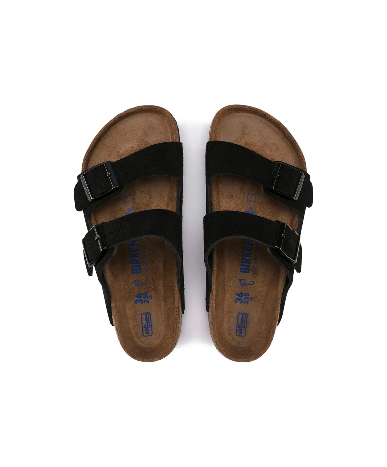 Birkenstock Arizona Suede Leather Black Soft Footbed Sandals - Image 6