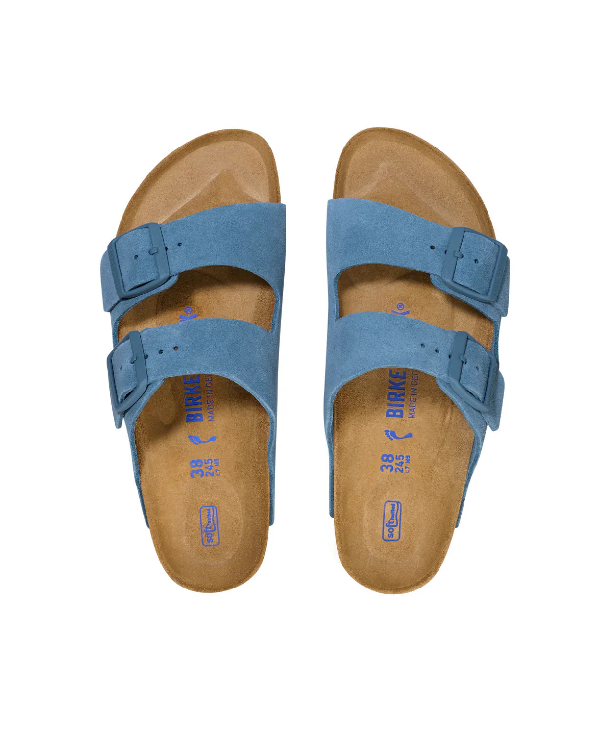 Birkenstock Arizona Suede Leather Elemental Blue Soft Footbed Sandals - Image 3