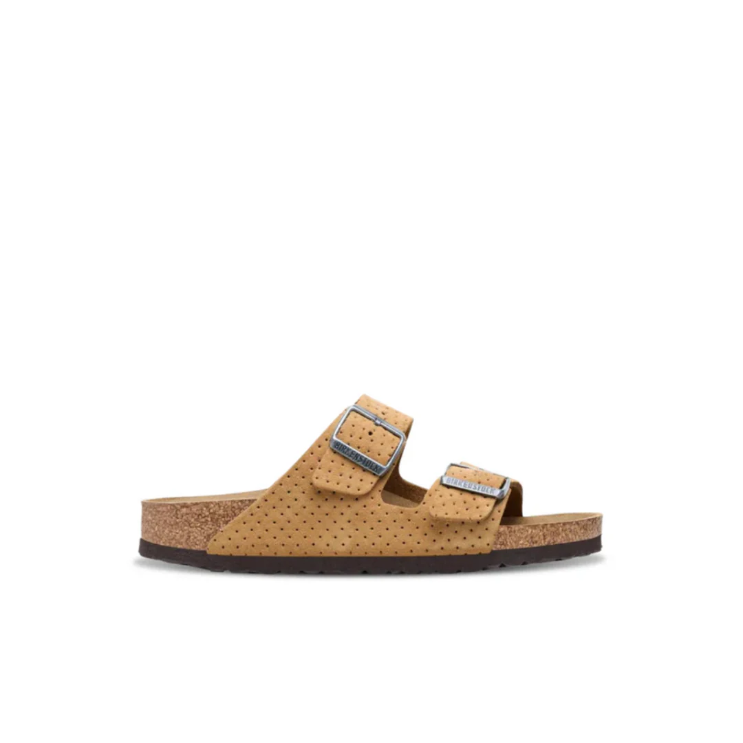 Birkenstock Arizona Embossed Suede Leather New Beige Sandals