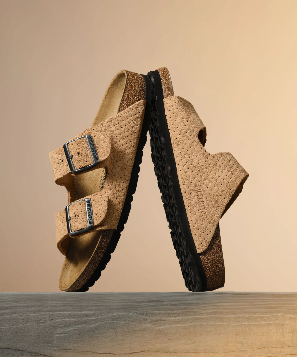 Birkenstock Arizona Embossed Suede Leather New Beige Sandals - Image 3