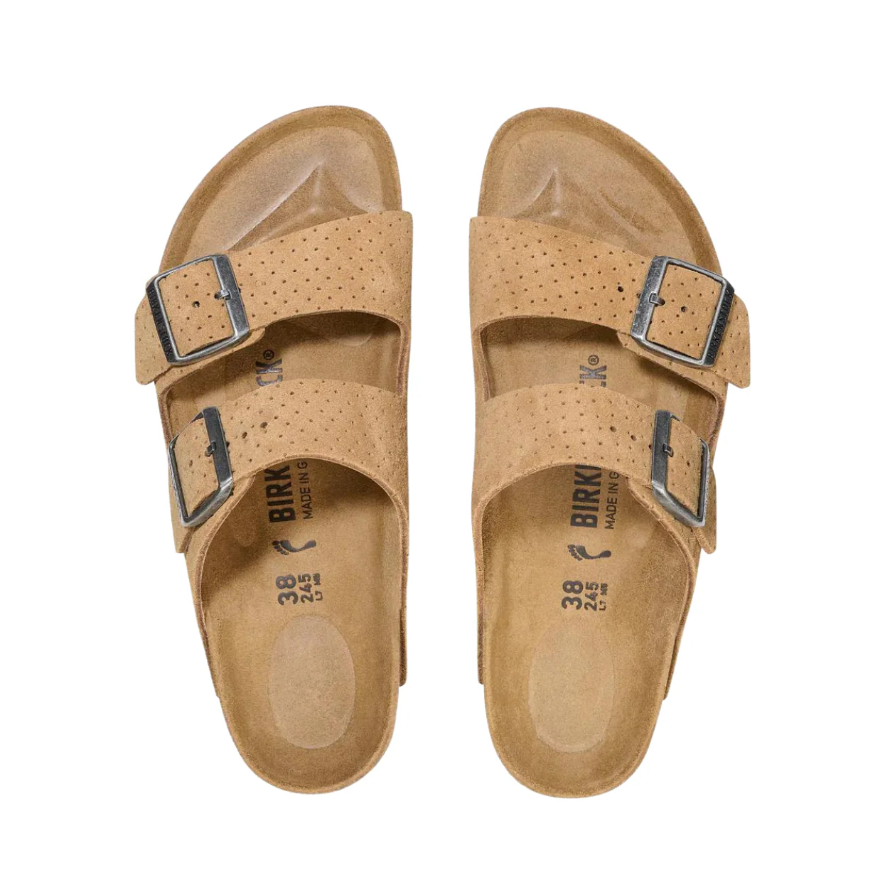 Birkenstock Arizona Embossed Suede Leather New Beige Sandals - Image 4
