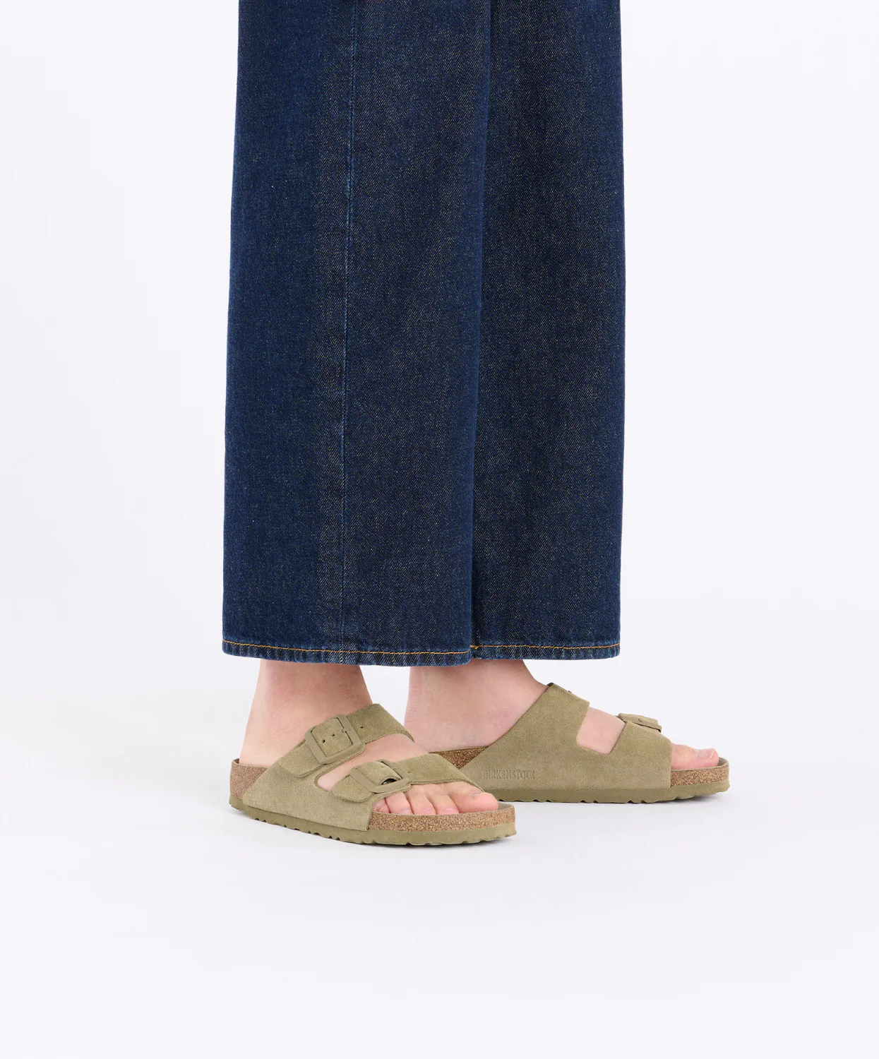 Birkenstock Arizona Suede Leather Faded Khaki Soft Footbed Sandals - Image 2