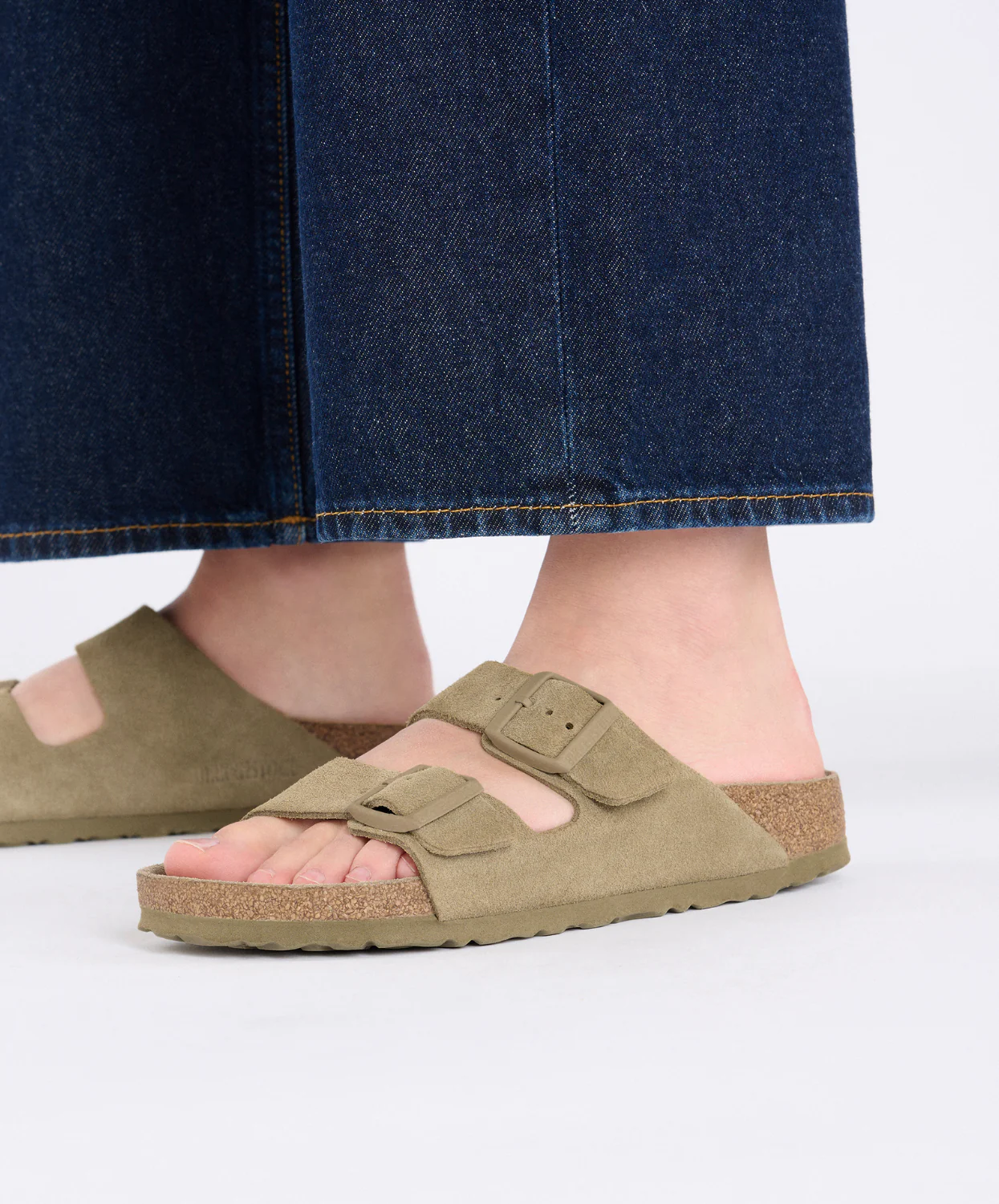 Birkenstock Arizona Suede Leather Faded Khaki Soft Footbed Sandals - Image 3