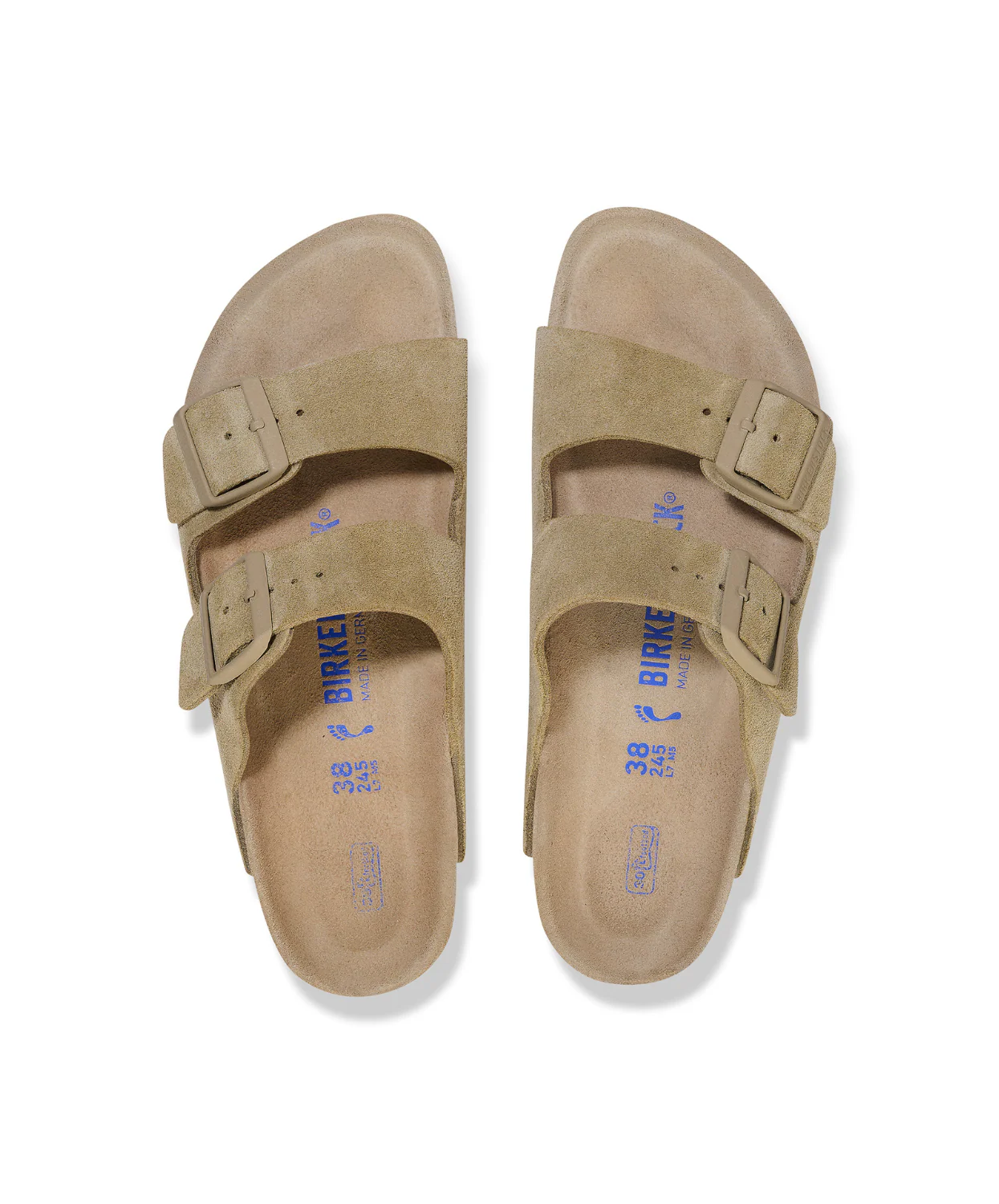 Birkenstock Arizona Suede Leather Faded Khaki Soft Footbed Sandals - Image 5