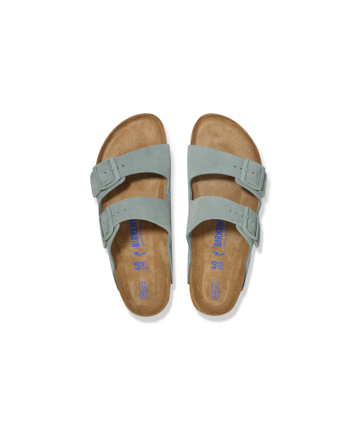 Birkenstock Arizona Suede Leather Pure Sage Soft Footbed Sandals - Image 3