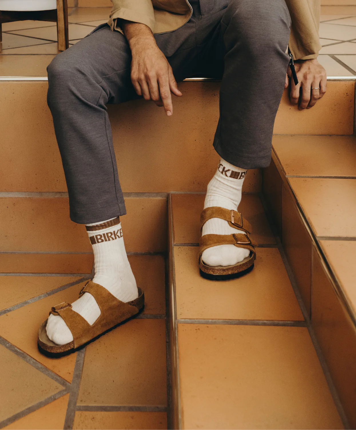 Birkenstock Arizona Suede Leather Mink Soft Footbed Sandals - Image 3