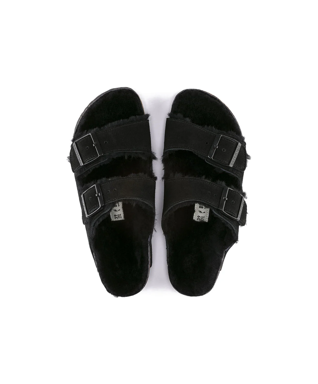 Birkenstock Arizona Suede Leather Shearling Black Sandals - Image 3