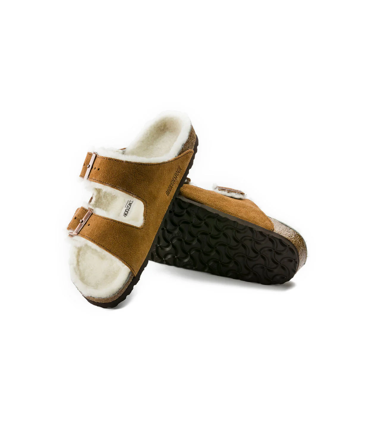 Birkenstock Arizona Suede Leather Shearling Mink Sandals - Image 4