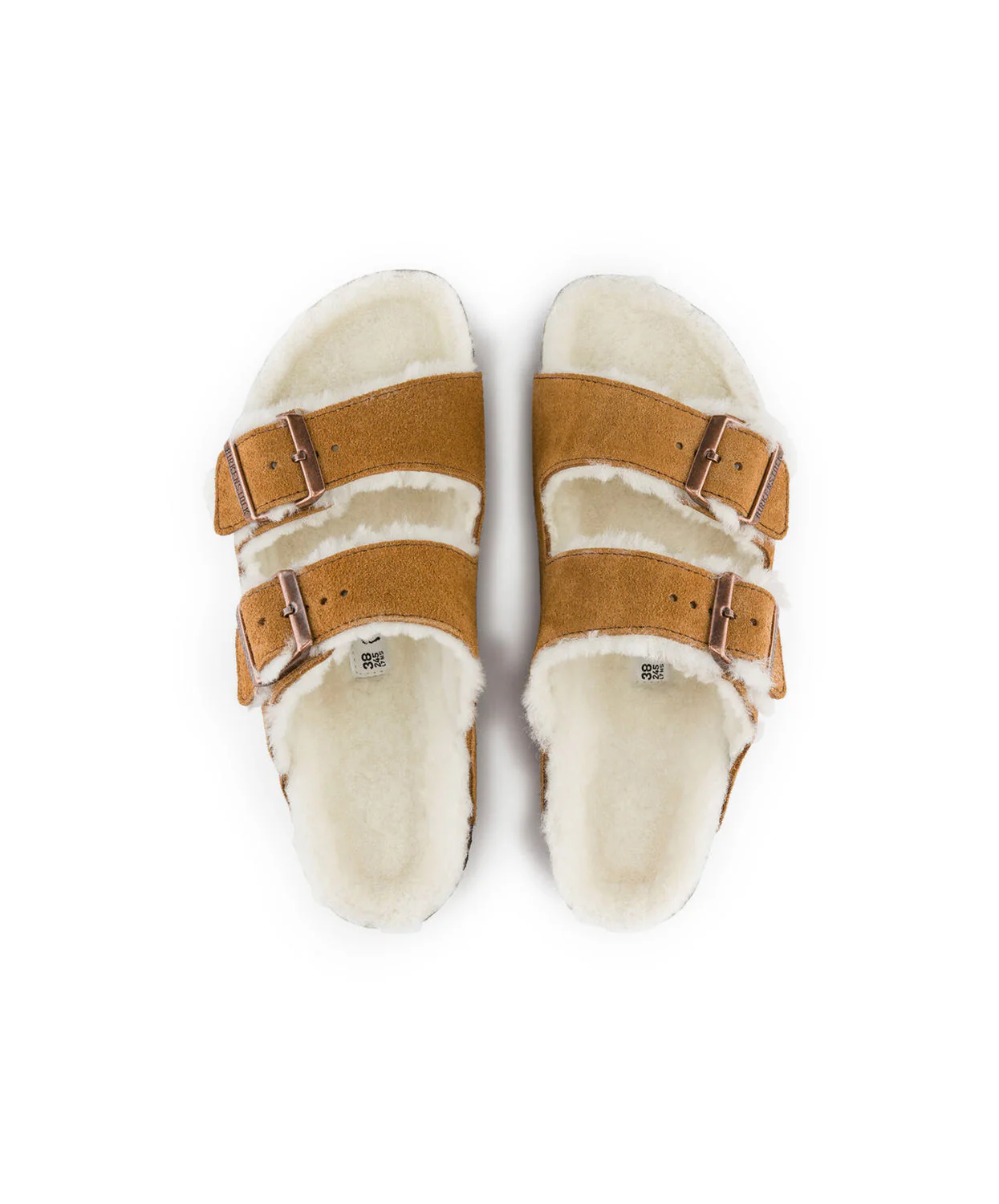Birkenstock Arizona Suede Leather Shearling Mink Sandals - Image 6