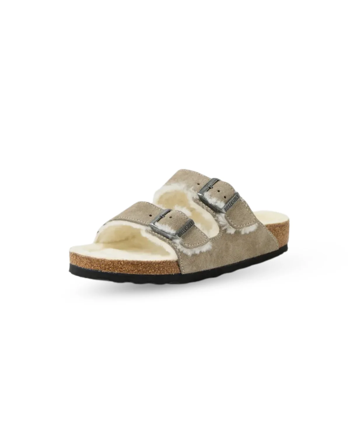 Birkenstock Arizona Suede Leather Shearling Stone Coin Sandals - Image 4