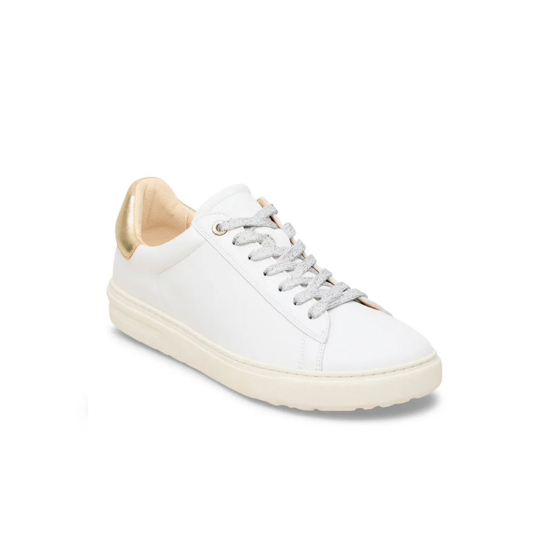 Birkenstock Bend Low Smooth Leather White/Metallic Gold Sneakers - Image 2