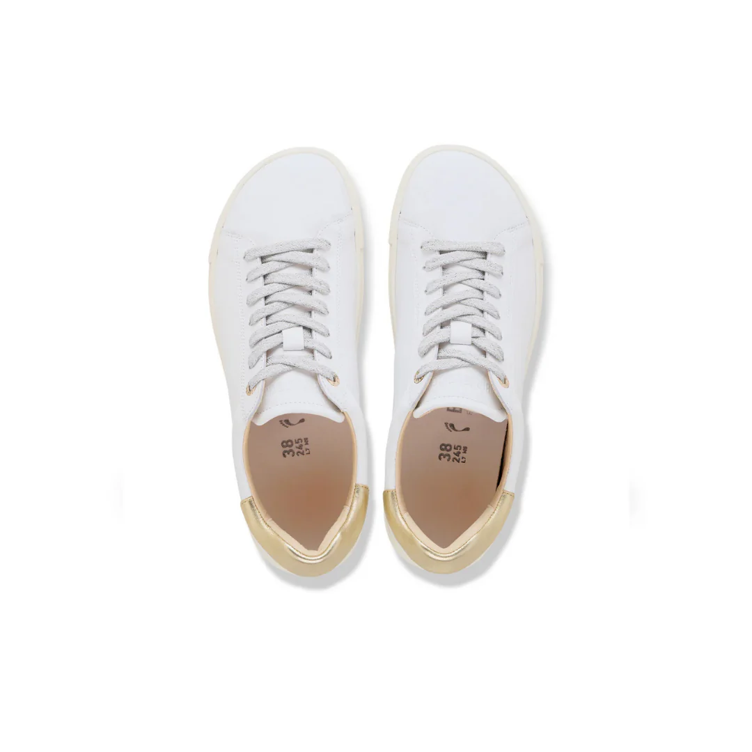 Birkenstock Bend Low Smooth Leather White/Metallic Gold Sneakers - Image 3