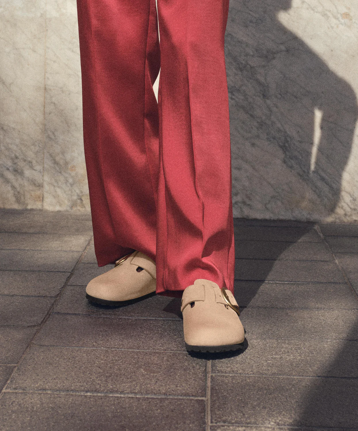 Birkenstock Boston Big Buckle Nubuck Leather Sandcastle Clogs - Image 3