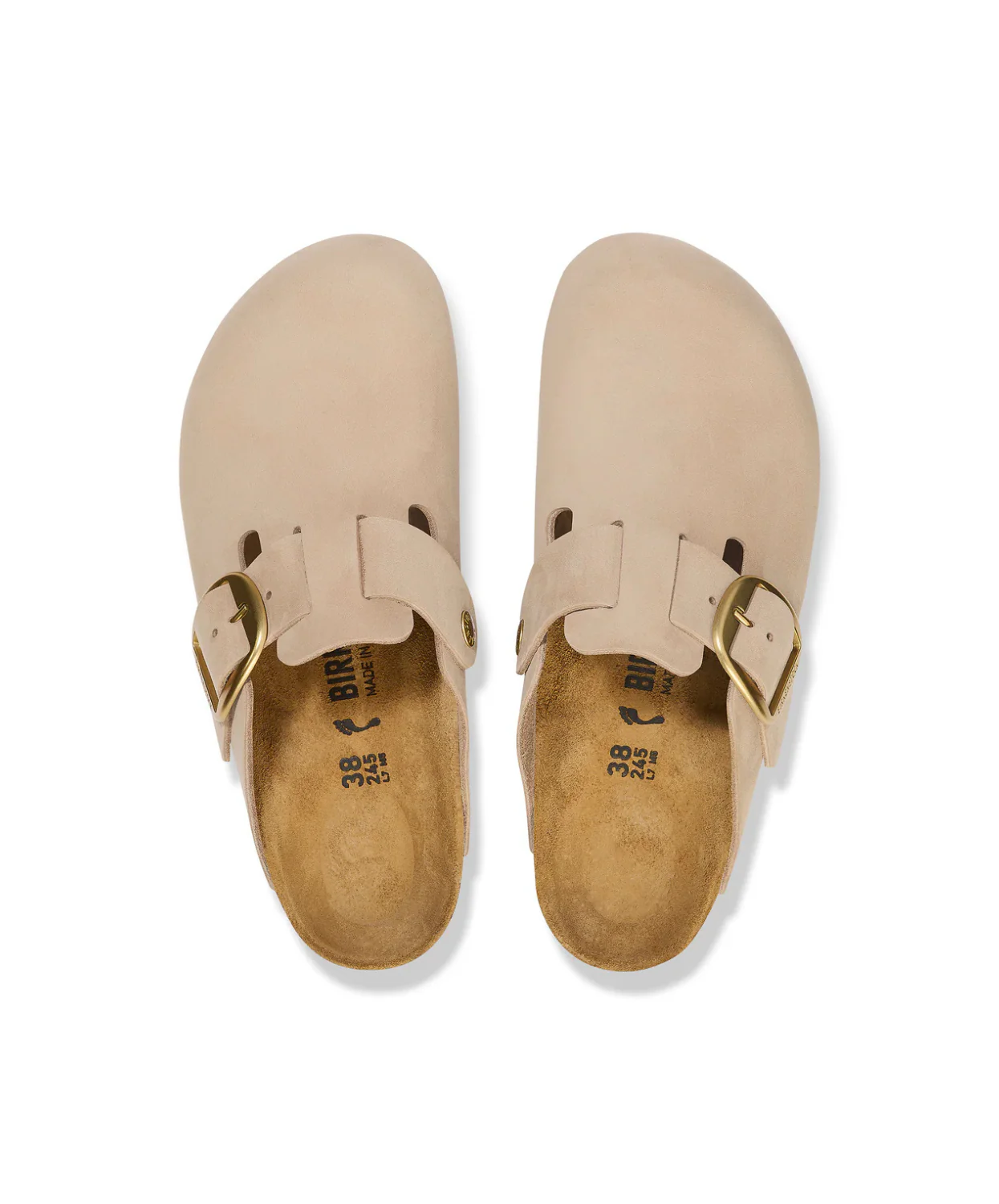 Birkenstock Boston Big Buckle Nubuck Leather Sandcastle Clogs - Image 5