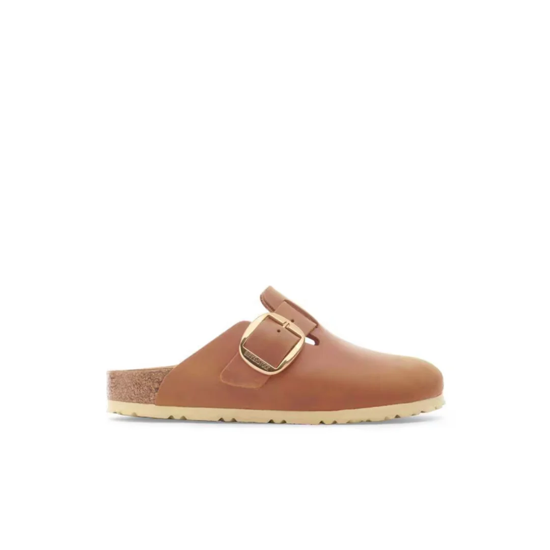Birkenstock Boston Big Buckle Oiled Leather Cognac Clogs