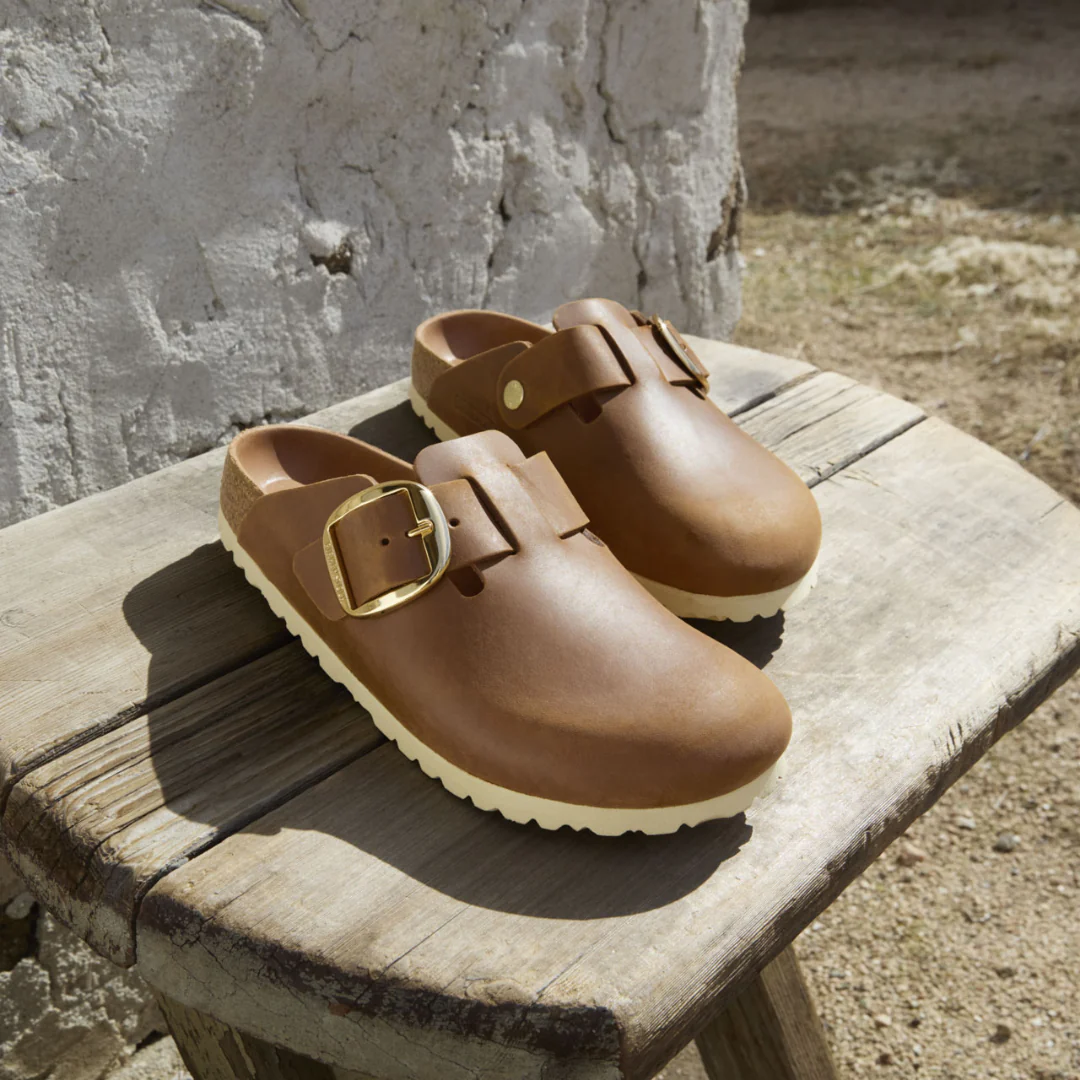 Birkenstock Boston Big Buckle Oiled Leather Cognac Clogs - Image 3